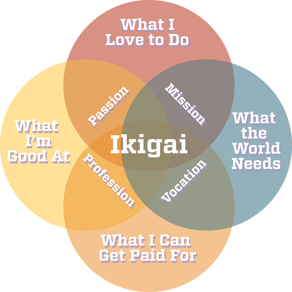 a graphic represendation of the concept of ikigai